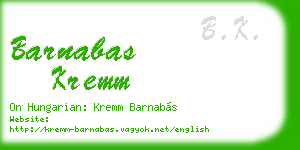 barnabas kremm business card